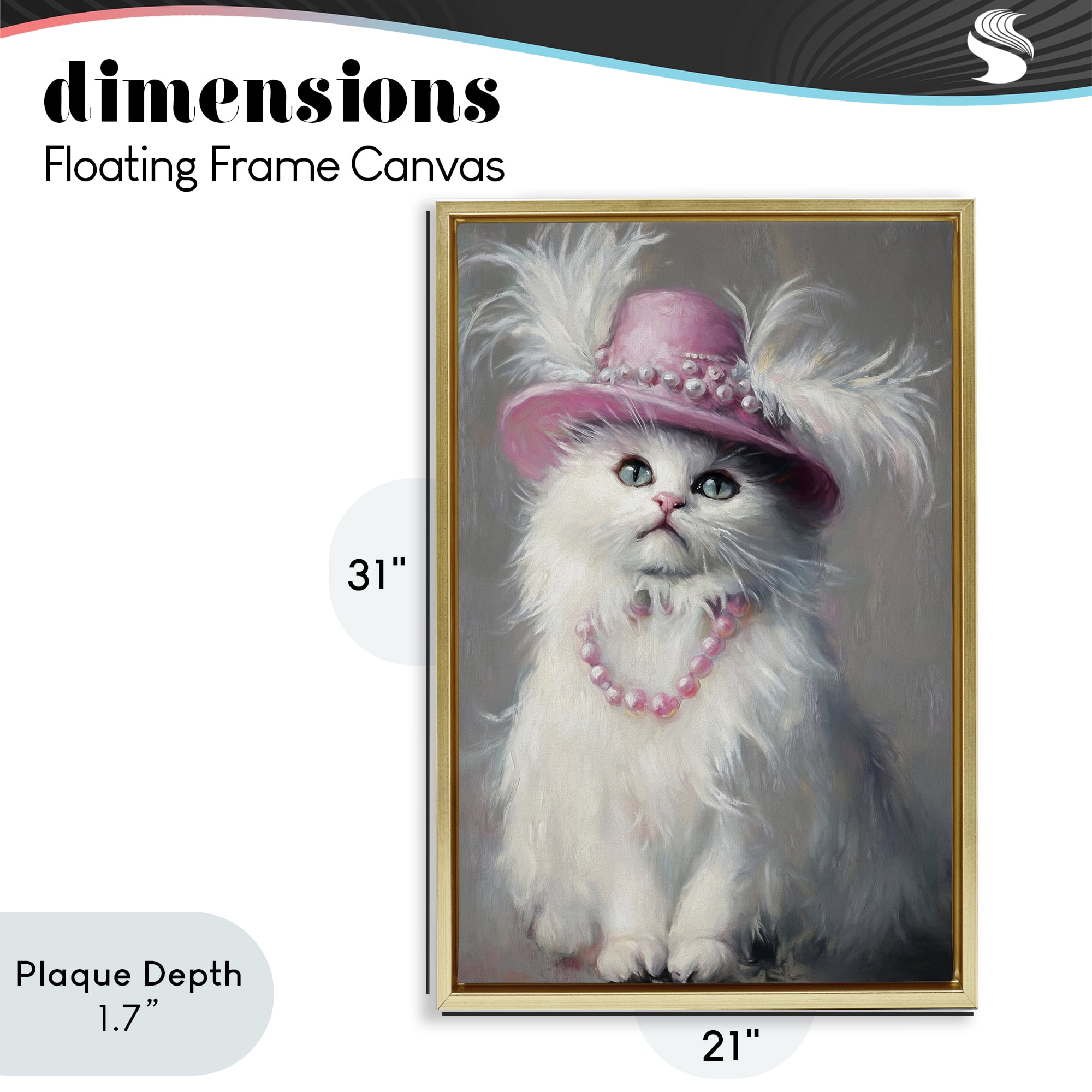 Stupell Industries Beautiful Brigitte Cat Gold Framed Floater Canvas Wall Art, design by Tina LeCour