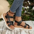 thumbnail image 6 of Yyuenw Women’s Open Toe Multi Band Wedge Sandals Lightweight PU Casual Outdoor Holiday Shoes, 6 of 9