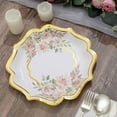 thumbnail image 1 of CUITING 25 Pack White Pink Paper Dessert Plates in Damask Floral Pattern  8” Round Disposable Salad Appetizer Plates with Scalloped Rims - 300 GSM, 1 of 11