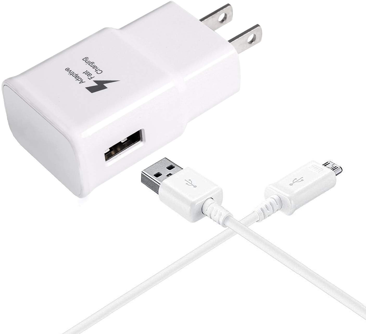 Original OEM Samsung Adaptive Fast Charging Wall Adapter Charger with Micro  USB Cable, White - for Samsung Galaxy S7 / S7 Edge / S6 / S5 / Note 5 / 4 /  S3 - Bulk Packaging 