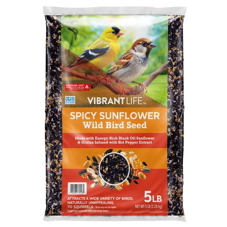Vibrant Life Spicy Sunflower Wild Bird Seed, 5 lb Bag