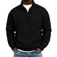 thumbnail image 7 of hoksml Men s Quarter Zip Sweatshirt Solid Long Sleeve Stand Collar Kangaroo Pocket for Fall Daily Work Outdoor Comfort, 7 of 7