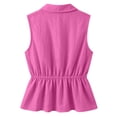 thumbnail image 6 of Lcziwo Women's Cotton Linen Tank Tops Sleeveless Button Down Peplum Shirts Peter Pan Collar Flared Hem Cute Blouses Hot Pink,S, 6 of 9