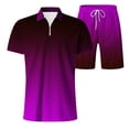 thumbnail image 4 of KKBOTIVE Mens Outfit 2 Piece Set Solid Color Round Neck Short Sleeved T Shirt Set Summer Mens Sweatsuits Purple Size S, 4 of 5