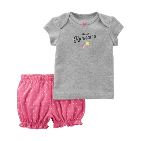 Awesome Outfit - Carter's Baby Girls' 2-Piece Totally Awesome Top & Star Short Set, Newborn