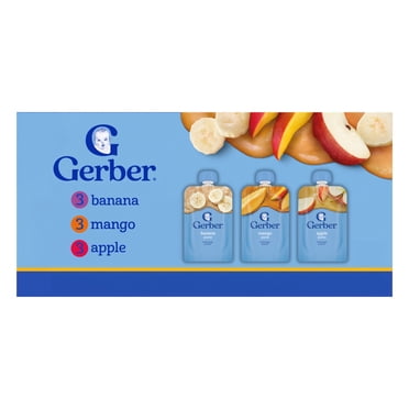 Gerber Stage 2 Baby Food, Single Fruit Puree Variety Pack, 3.5 oz Pouches (9 Pack)​