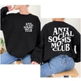 thumbnail image 4 of VILOVE Women Oversized Mama Sweatshirt Crew Neck Long Sleeve ANTI SOCIAL MOMS CLUB Letter Print Pullover Top, Black, 4 of 8
