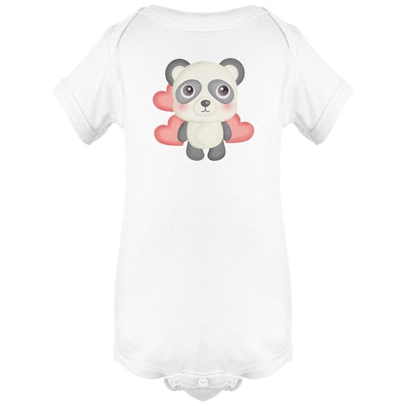 Cute Panda With A Red Hearts Bodysuit Infant -Image by Shutterstock, 24 Months