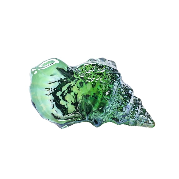 Glass Conch Figurines, Hand Blown Seashell Art Figurine, Crystal Glass Paperweight, Home Decor Collectible Statue，Green