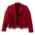 thumbnail image 2 of Girls Fringe Jackets Kids Cow Girl Western Tassels Motorcycle Cardigan Cropped Coats 5 14 Years, 2 of 8