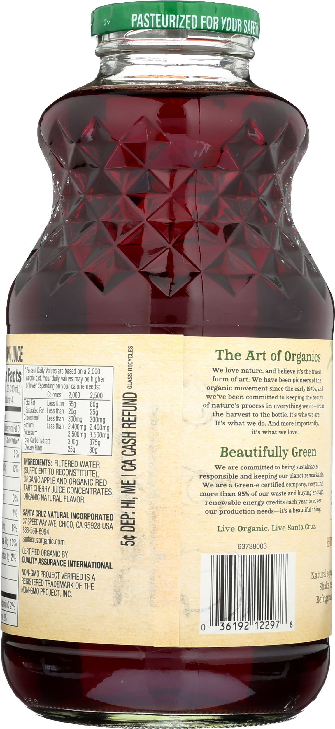 Pack of 6, Santa Cruz Organic Red Tart Cherry Juice Blend, 32 fl oz