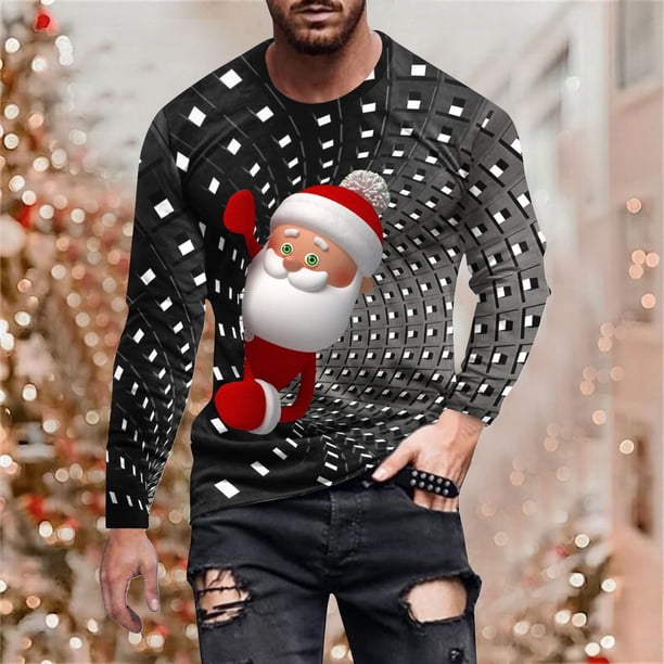 Blusas y camisas de manga larga con cuello redondo para hombre, estilo casual, cuello redondo, manga larga, camiseta estampada de Halloween, blusa de poliéster para hombre.