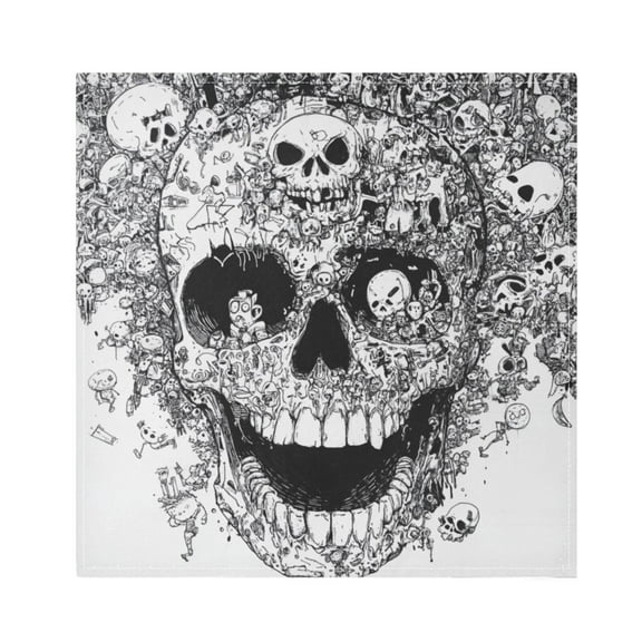 Satin Polyester Napkins - 20x20 InchSingle-Sided Printed Napkins, 1-Piece/4-Piece/6-Piece Set, DIY Personalized Table Setting，A Skeleton