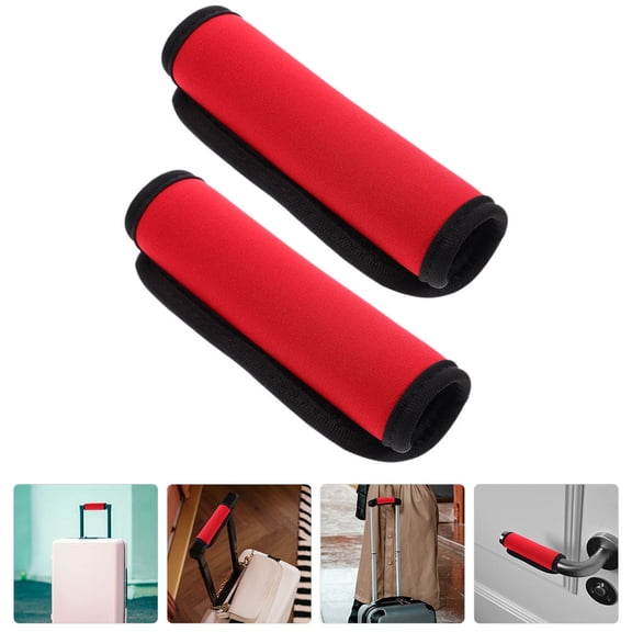 IBASETOY 2Pcs Luggage Handle Protective Cover Red Polyester Simple Design Dirt Resistance for and Car Owners