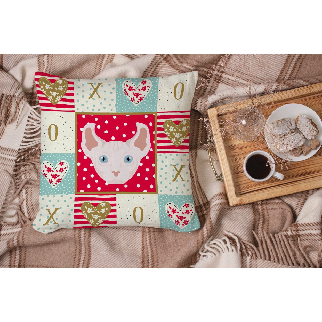 Carolines Treasures CK5113PW1414 Dwelf Cat Love Fabric Decorative Pillow 14Hx14W multicolor