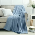 thumbnail image 5 of Cozy Tyme Lucie Cable Knit Throw - Reverse Faux Rabbit Fur 50"x 60" Light Blue, 5 of 10