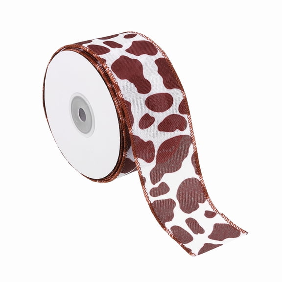 10 Yards Ribbon for Gift Wrapping, 1pcs 50mm (2inch) Cow Print Ribbons for Crafts, Brown White