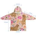 thumbnail image 7 of Golden Retriever with Flowers Blanket Hoodies for Kids 6-13YR Oversize Wearable Blanket Hoodies for Boys Girls Teens, 7 of 7