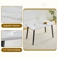 thumbnail image 5 of Hi loPres 47" White Modern Rectangular Dining Table for Apartments, Faux Marble Tempered Glass Top Kitchen Desk with Stable Black Metal Legs, Minimalist Style, 5 of 7