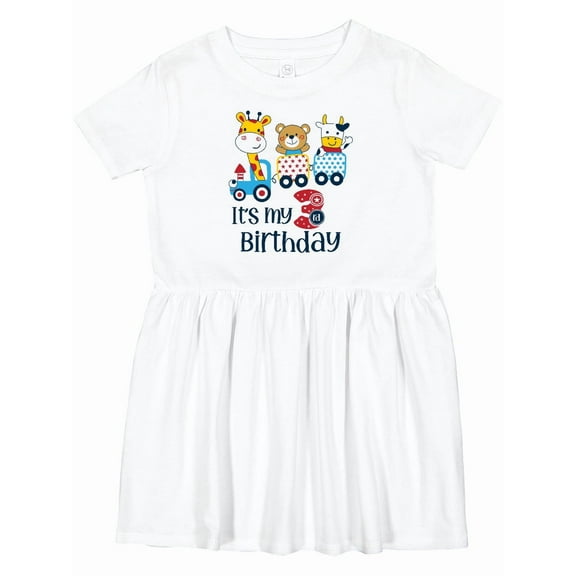 Inktastic Giraffe Bear and Cow Train 3rd Birthday Girls Toddler Dress