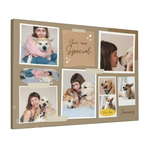 Custom Canvas Prints Brown Torn Paper Cover Personalized Photo Image Collage DIY Framed Kit Wall Art Picture Room Decor 16x20 inch