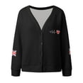 thumbnail image 4 of Wang6 Womens Lightweight Plus Size Cardigans Sweaters Trendy Long Sleeve Open Front Button down Knit Sweater Fall V Neck American Flag Printed Outwear Tops Black M, 4 of 5