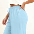 thumbnail image 6 of Womens Barrel Sweatpants Wide Leg Straight Plus Size Drawstring High Waist Loose Workout Athletic Joggers Pants Light Blue, 6 of 6