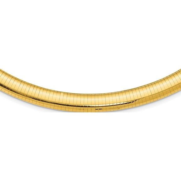 14K Yellow Gold 10mm Domed Omega Necklace (16 X 10) Made In Italy od10-16