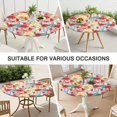 thumbnail image 7 of Pioneer Flower Floral Print Pattern Round Fitted Tablecloth with Elastic Edge,Dining Table Cover Waterproof,Outdoor Round Tablecloth for Camping,Dining,Indoor and Outdoor, 7 of 7