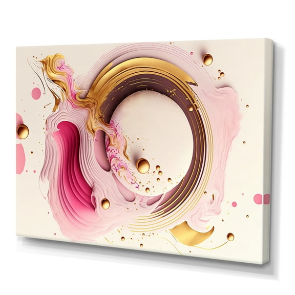 Designart Pink Watercolor Circular Abstract III Canvas Wall Art