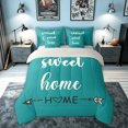 thumbnail image 3 of meiyoeat Rustic Home Sweet Full Size Bedding Sets for Adults Men Women, Arrow Quote Full Size Bed in a Bag, Teal, Grey Reversible, 7-Piece, 3 of 6