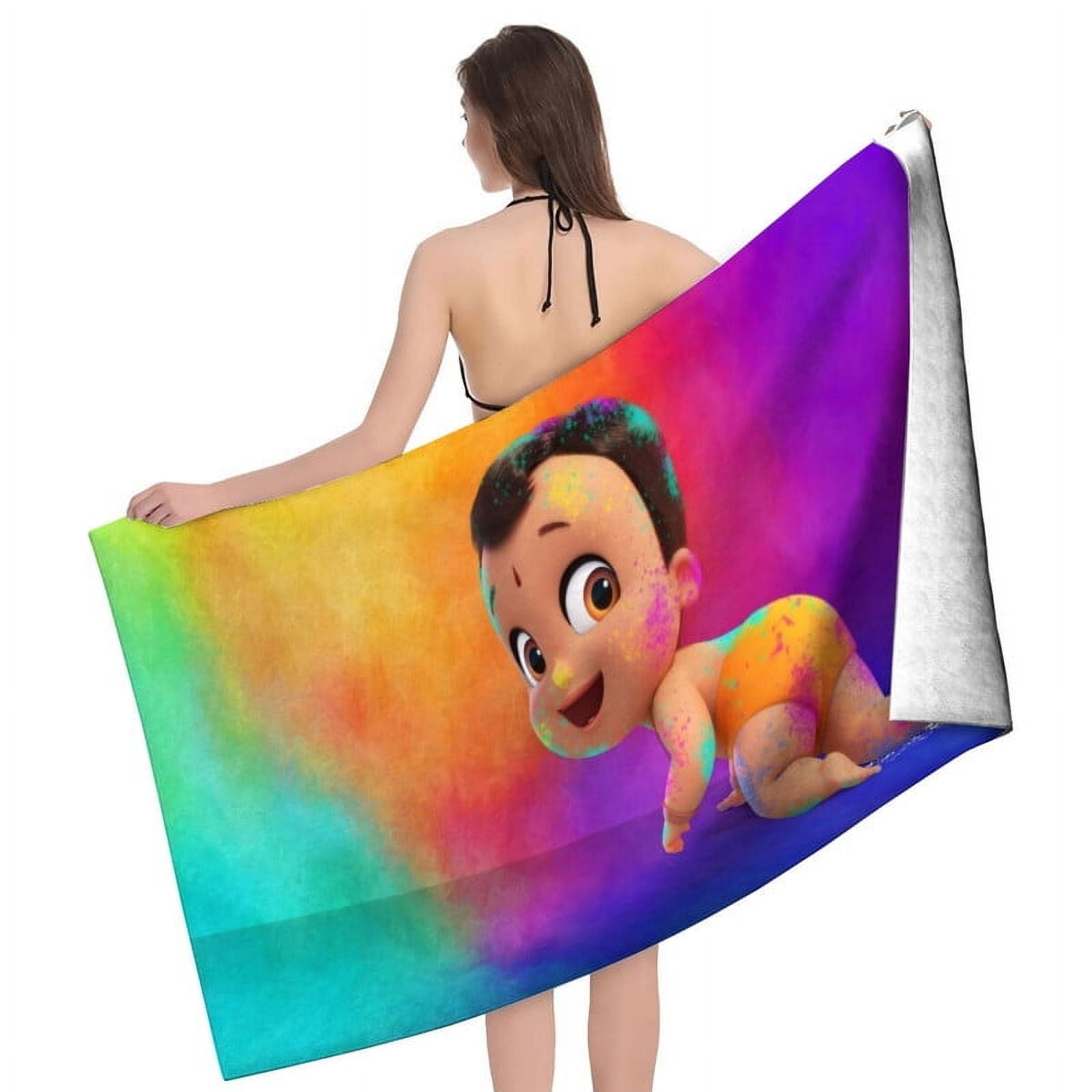 Mighty Little Bheem Festival of Colors Cartoon Gifts Beach Towel for Women Kids Birthday Bath Outdoor Quick Dry Lightweight 30.7×51in