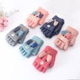 thumbnail image 3 of Kid Cute Cartoon Dog Gloves Winter Warm Convertible Fingerless Gloves with Mitten Cover, 3 of 3