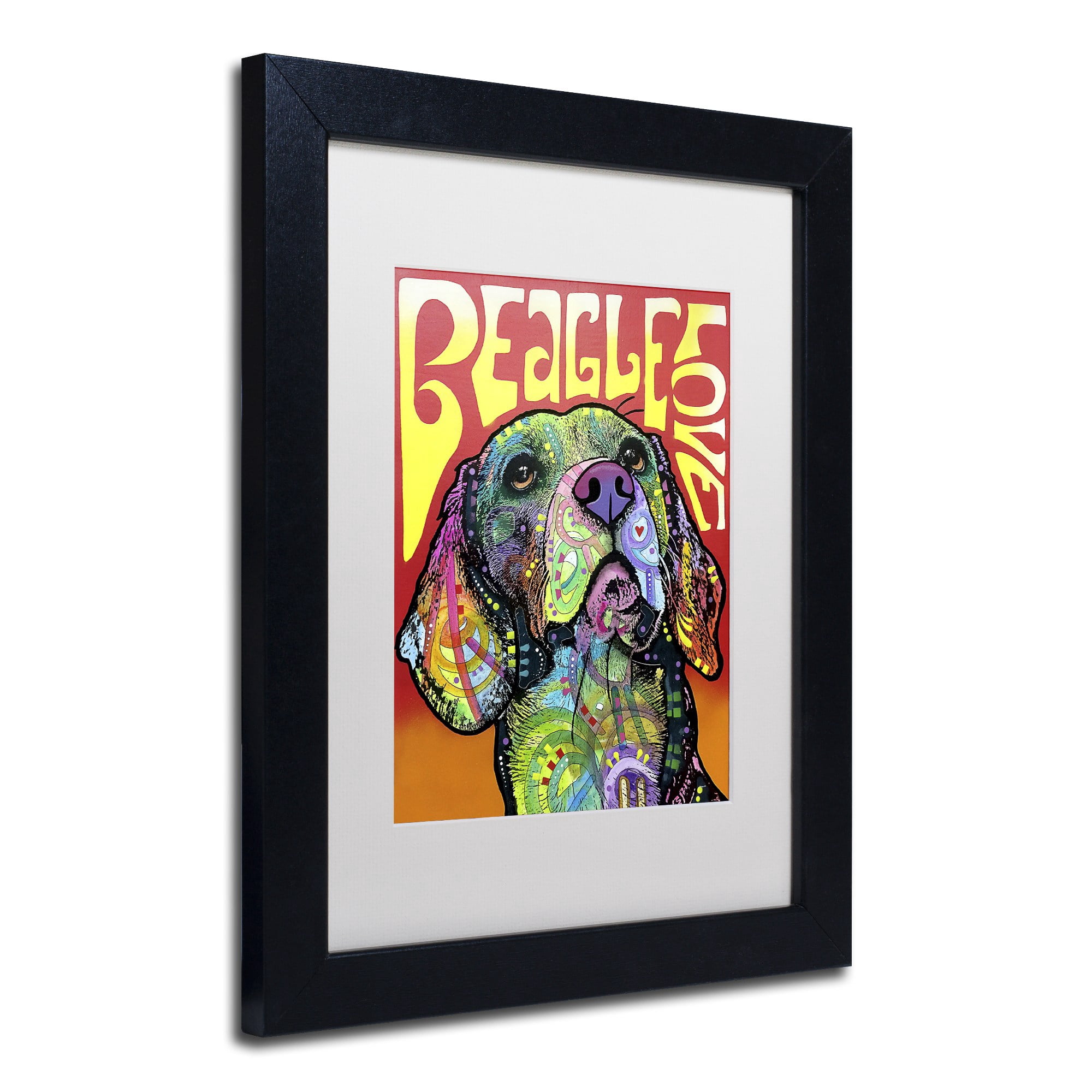 Trademark Fine Art 'Beagle Love' Canvas Art by Dean Russo, White Matte, Black Frame