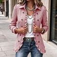 thumbnail image 5 of Plaid Jackets for Women Ruffled Fashion Fall Winter Jacket Button Open Front Cardigan Outwear Casual Loose Business Office Jacket, 5 of 9