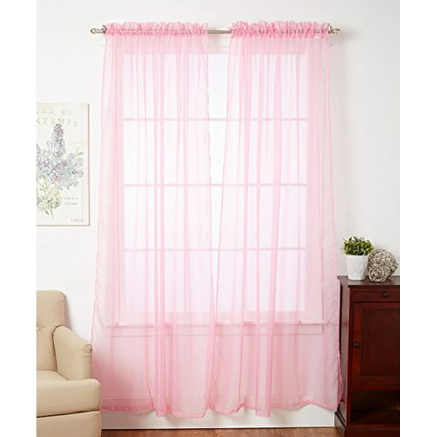 4PACK VALUE Solid Sheer Window Curtain Panels (PINK)