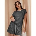 thumbnail image 3 of Firvespy Women's 2 Piece Striped Matching Set Relaxed Fit T-Shirt and Shorts Summer Casual Outfit, 3 of 5