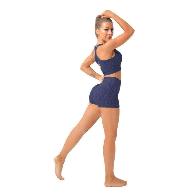 Women's sports shorts High waist bubble texture tight buttock lifting  fitness hot pants