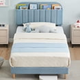 thumbnail image 3 of TwinXL Bed Frame with Storage Headboard, Girls Bed Frame with 2 Drawers, Velvet Platform Bed Mattress Foundation, Heavy Duty Steel Support Legs, Easy Assembly, No Box Spring Needed, 3 of 7