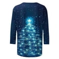 thumbnail image 4 of VKOYWKM Womens Merry Christmas Tops Christmas Tree Graphic Tees 3/4 Sleeve T-Shirts Fall Casual Crew Neck Loose Fit Xmas Tops, 4 of 5