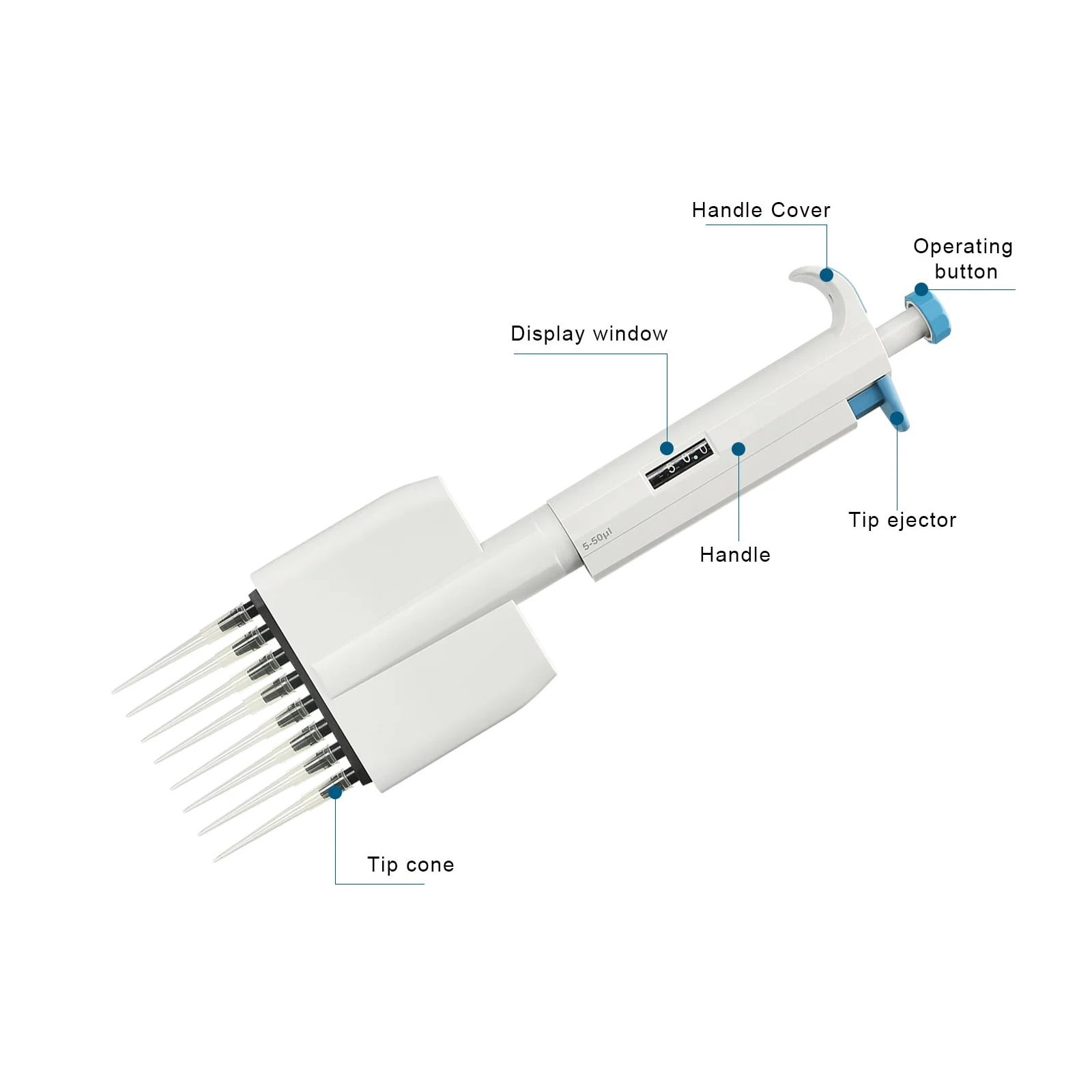 Multichannel Pipette Gun Adjustable Volume 8 Channels Pipettor Lab Equipment Machinical ,Precision & Accuracy