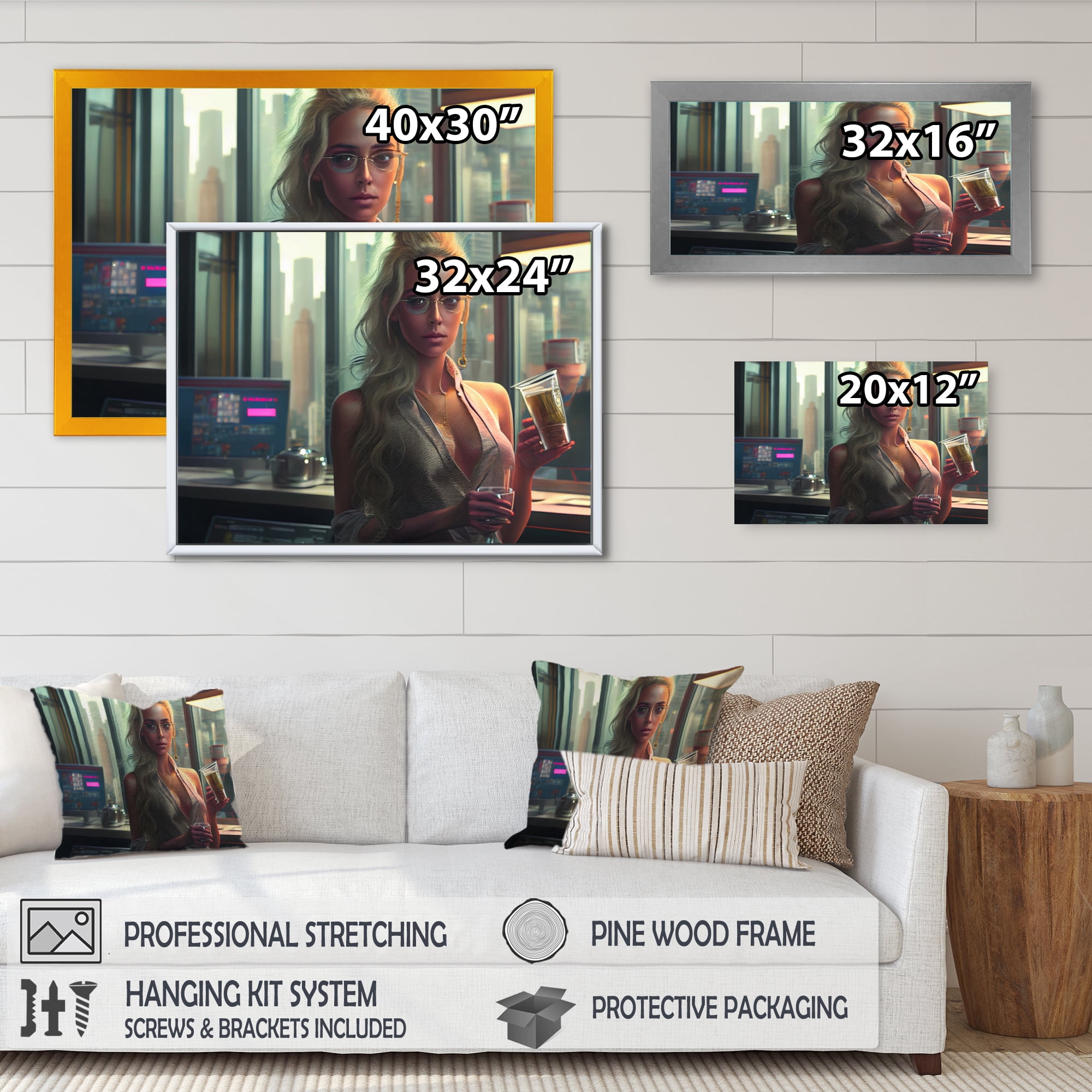 Designart Photorealistic Of Woman Gabling In Office I Canvas Wall Art