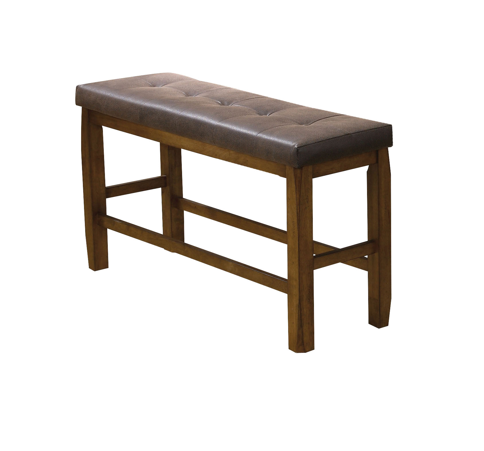 ACME Morrison Counter Height Bench with Storage, Brown PU & Oak