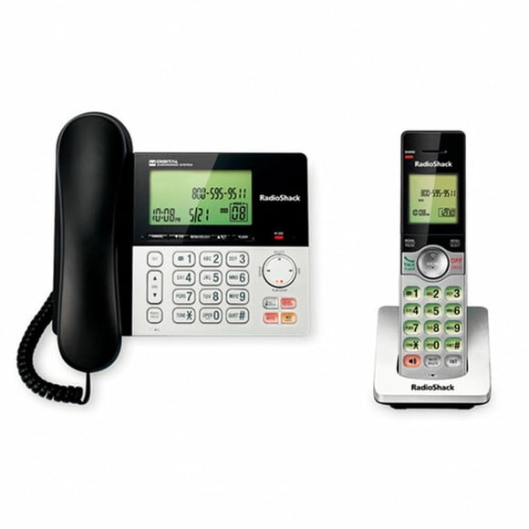 Teléfono inalámbrico y alámbrico Radioshack 80180 identificador de llamadas recargable plata