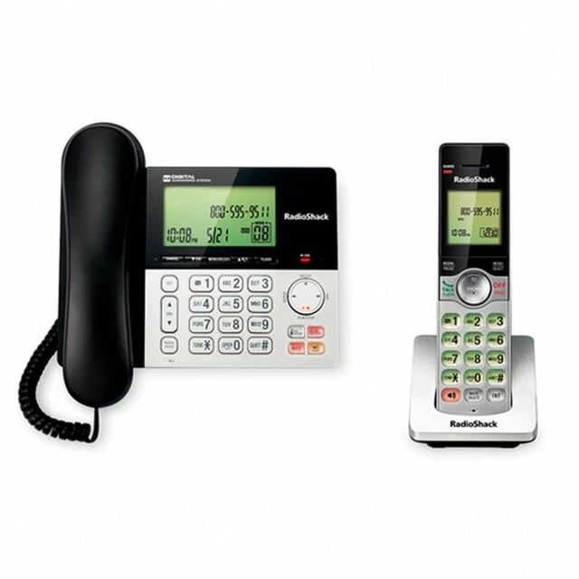 Teléfono inalámbrico y alámbrico Radioshack 80180 identificador de llamadas recargable plata