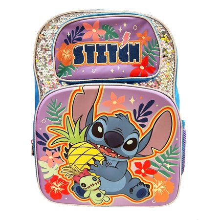 Disney by Ruz Kids Large Backpack with Sequins Stitch Print, Multicolor