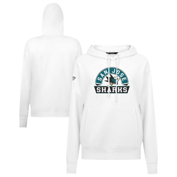 Women's Levelwear White San Jose Sharks Adorn Banner Arch Pullover Hoodie
