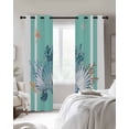 thumbnail image 4 of Summer Coastal Blackout Curtains for Bedroom Living Room Darkening Curtains 63 Inches Long Watercolor Shells Coral Starfish Ocean Blue Window Curtain 2 Panels Set Window Treatment Drapes 52"x63", 4 of 9