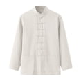 thumbnail image 4 of Aoiroe Women’s Linen Shirt Jacket – Oversized Button Down Blouse, Lightweight Long Sleeve Casual Loose Fit Top Vintage Style White 2XL, 4 of 7