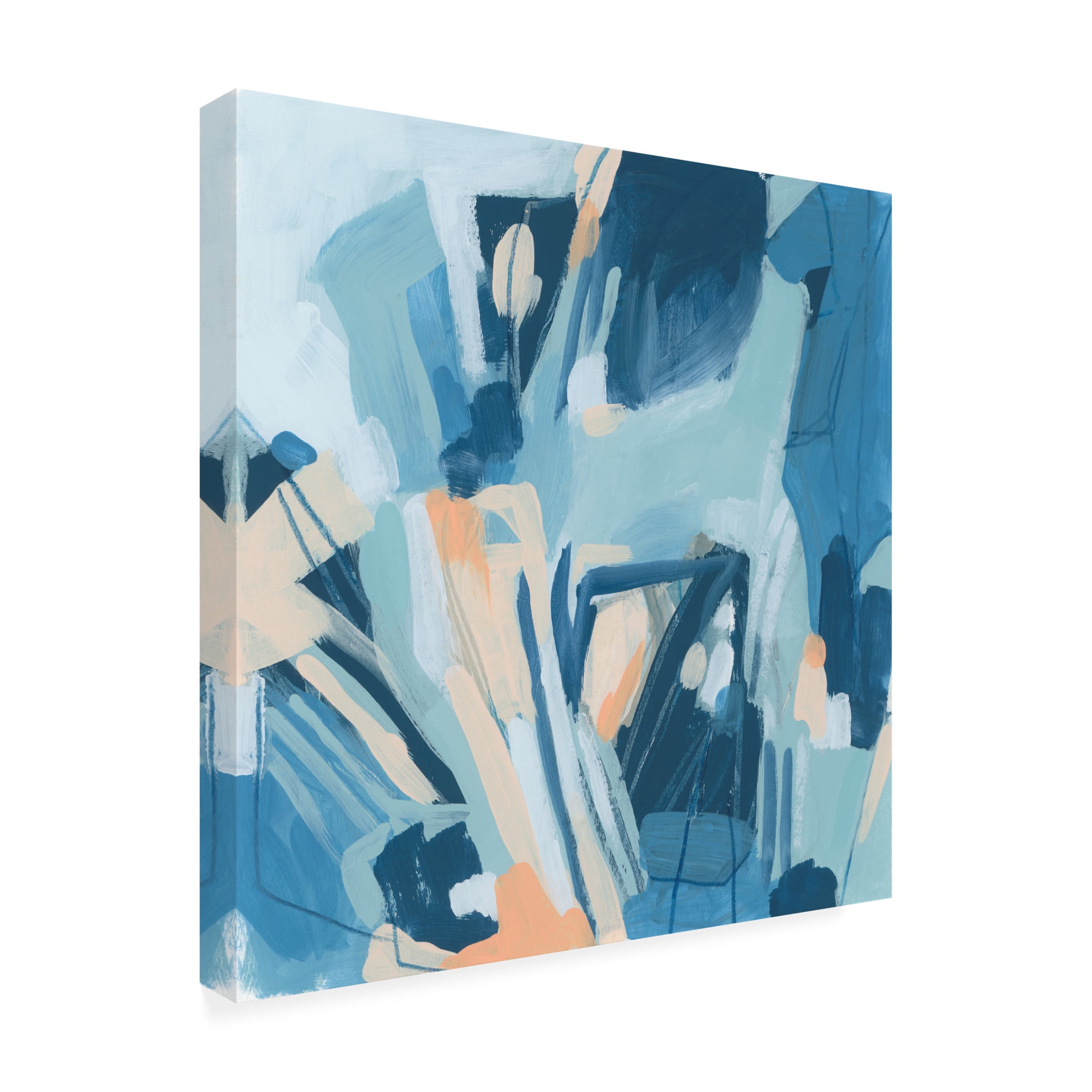 Canvas Wall Art - June Erica Vess 'Blue Elipses II' Wall Art for Living Room, Bedroom, or Office Décor by Trademark Fine Art - 14 x 14 Inches